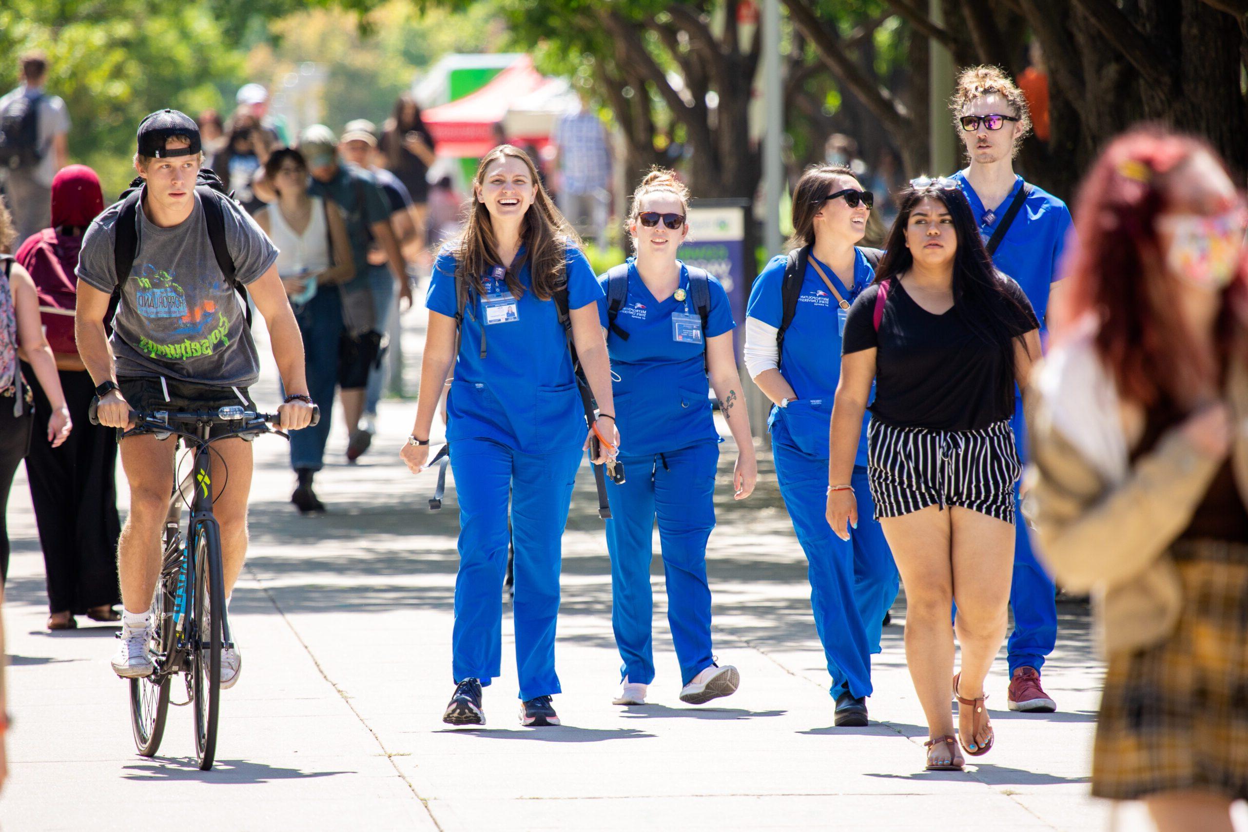 Students walk on campus